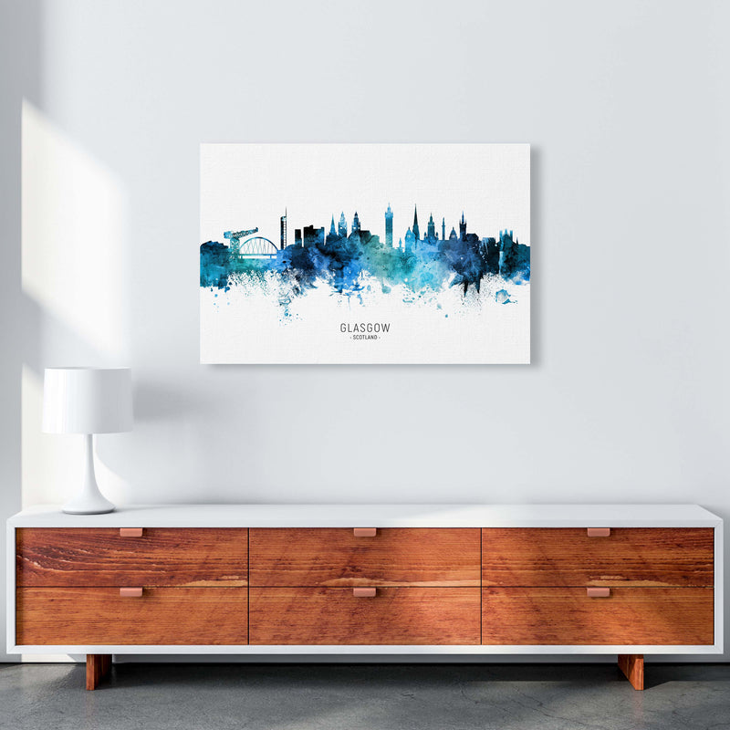 Glasgow Scotland Skyline Blue City Name  by Michael Tompsett A1 Canvas