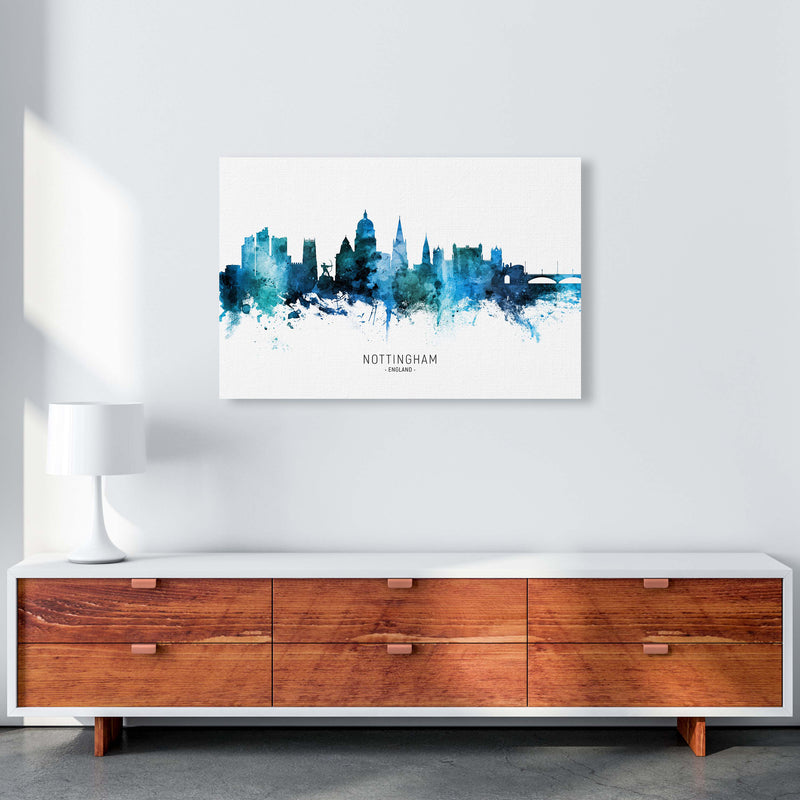 Nottingham England Skyline Blue City Name  by Michael Tompsett A1 Canvas