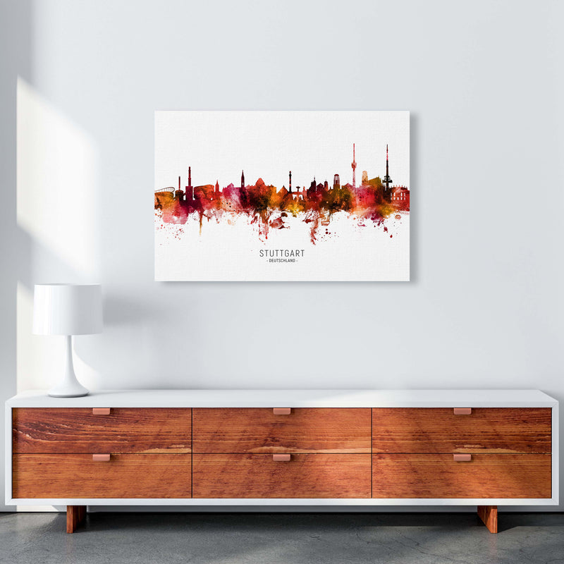 Stuttgart Deutschland Skyline Red City Name  by Michael Tompsett A1 Canvas