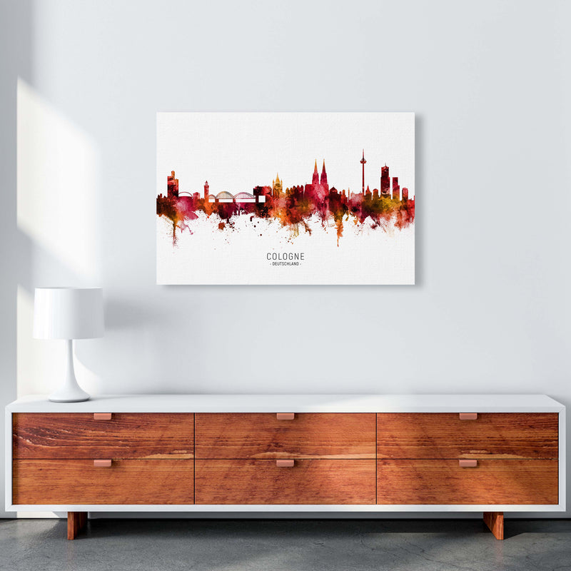 Cologne Deutschland Skyline Red City Name  by Michael Tompsett A1 Canvas