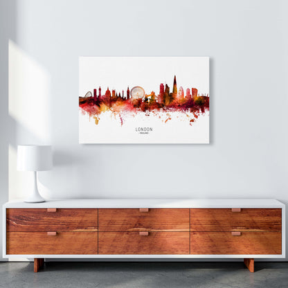 London England Skyline Red City Name  by Michael Tompsett A1 Canvas