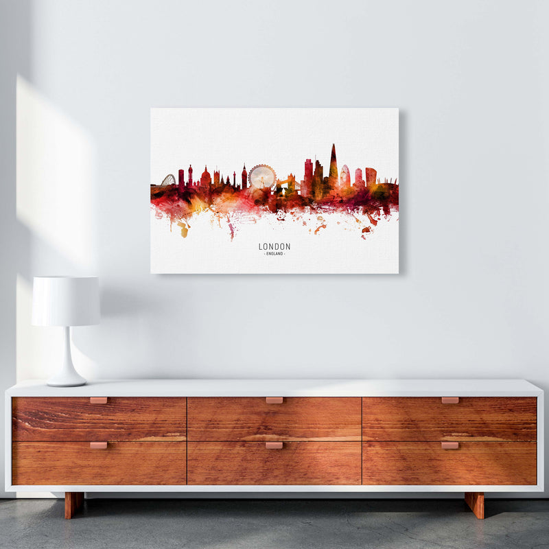 London England Skyline Red City Name  by Michael Tompsett A1 Canvas