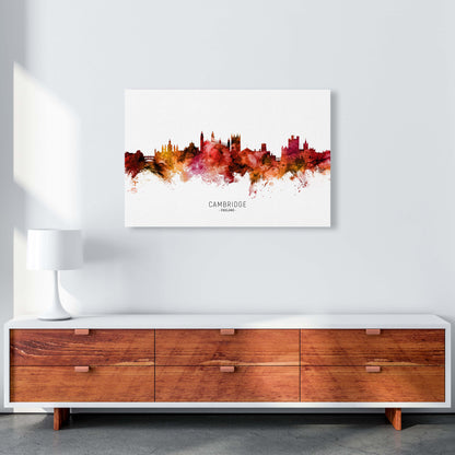 Cambridge England Skyline Red City Name  by Michael Tompsett A1 Canvas