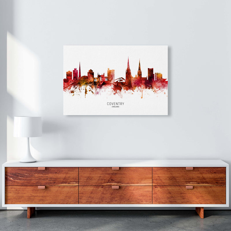 Coventry England Skyline Red City Name  by Michael Tompsett A1 Canvas