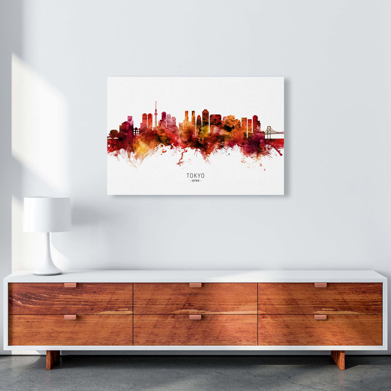 Tokyo Japan Skyline Red City Name Print by Michael Tompsett A1 Canvas