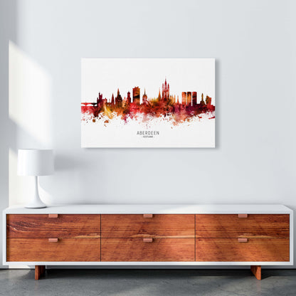 Aberdeen Scotland Skyline Red City Name  by Michael Tompsett A1 Canvas