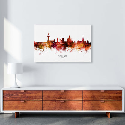 Florence Italy Skyline Red City Name  by Michael Tompsett A1 Canvas