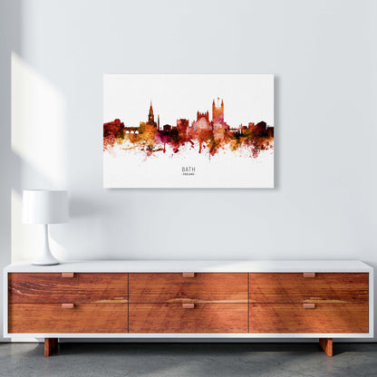 Bath England Skyline Red City Name Print by Michael Tompsett A1 Canvas