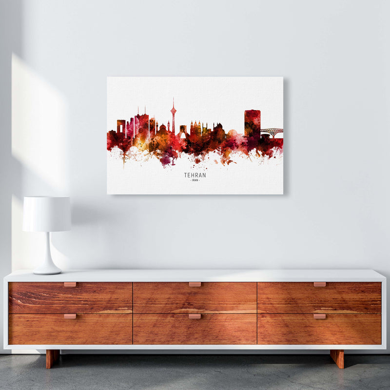 Tehran Iran Skyline Red City Name Print by Michael Tompsett A1 Canvas