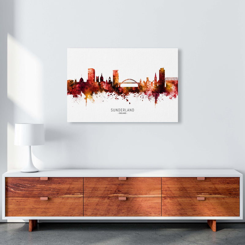 Sunderland England Skyline Red City Name  by Michael Tompsett A1 Canvas