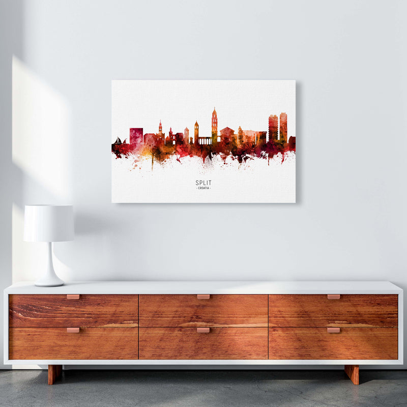 Split Croatia Skyline Red City Name Print by Michael Tompsett A1 Canvas