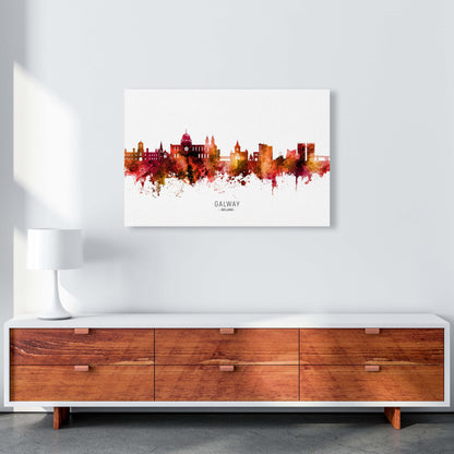 Galway Ireland Skyline Red City Name  by Michael Tompsett A1 Canvas