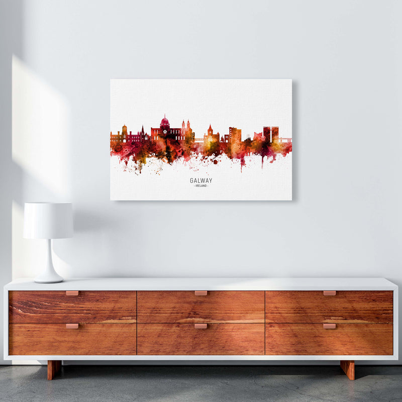 Galway Ireland Skyline Red City Name  by Michael Tompsett A1 Canvas