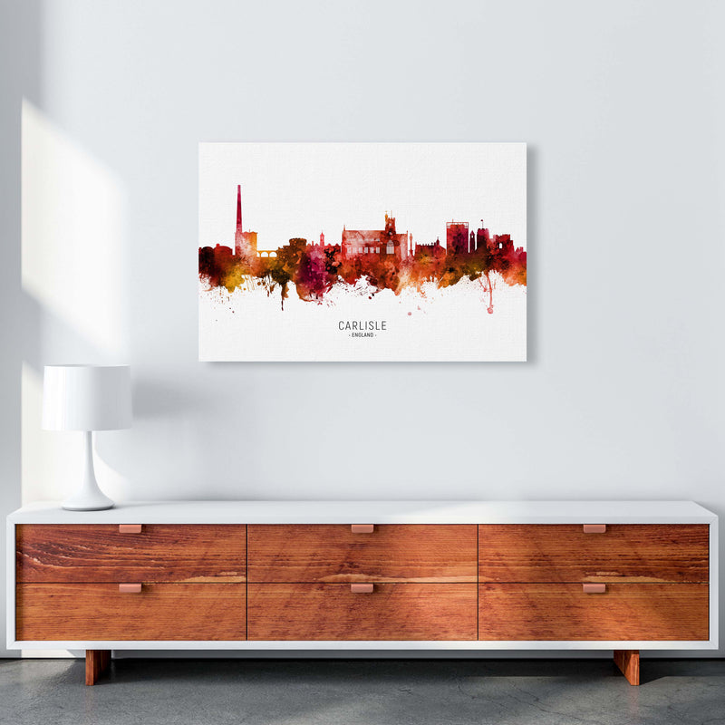 Carlisle England Skyline Red City Name  by Michael Tompsett A1 Canvas