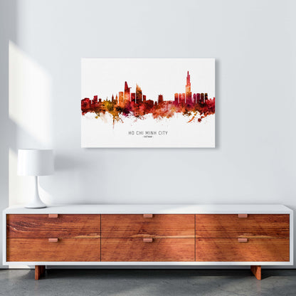 Ho Chi Minh City Vietnam Skyline Red City Name  by Michael Tompsett A1 Canvas