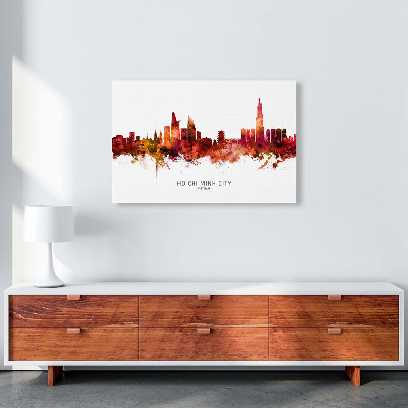Ho Chi Minh City Vietnam Skyline Red City Name  by Michael Tompsett A1 Canvas