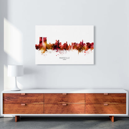 Marseille France Skyline Red City Name  by Michael Tompsett A1 Canvas
