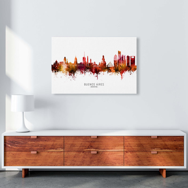 Buenos Aires Argentina Skyline Red City Name  by Michael Tompsett A1 Canvas