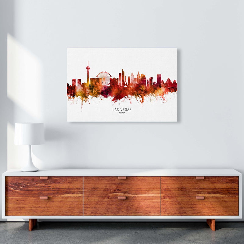 Las Vegas Nevada Skyline Red City Name  by Michael Tompsett A1 Canvas