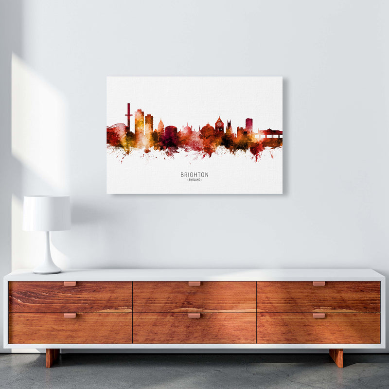 Brighton England Skyline Red City Name  by Michael Tompsett A1 Canvas