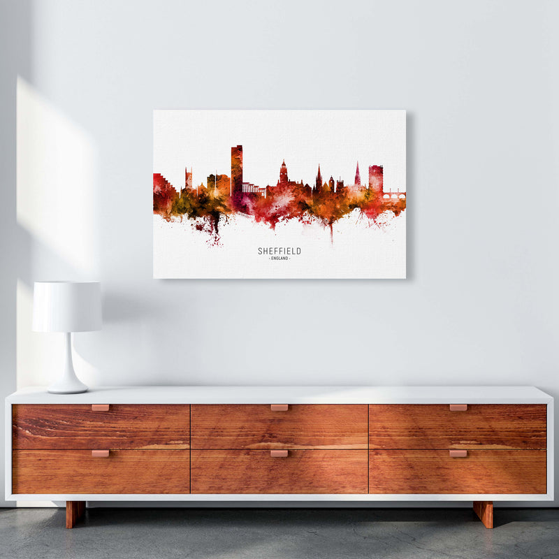 Sheffield England Skyline Red City Name  by Michael Tompsett A1 Canvas