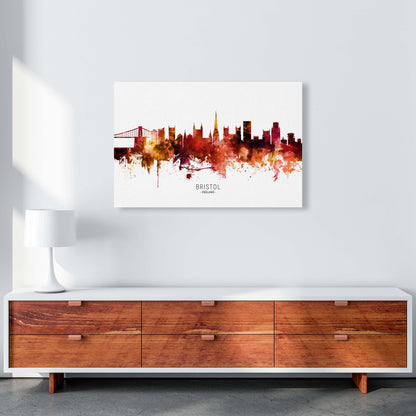 Bristol England Skyline Red City Name  by Michael Tompsett A1 Canvas