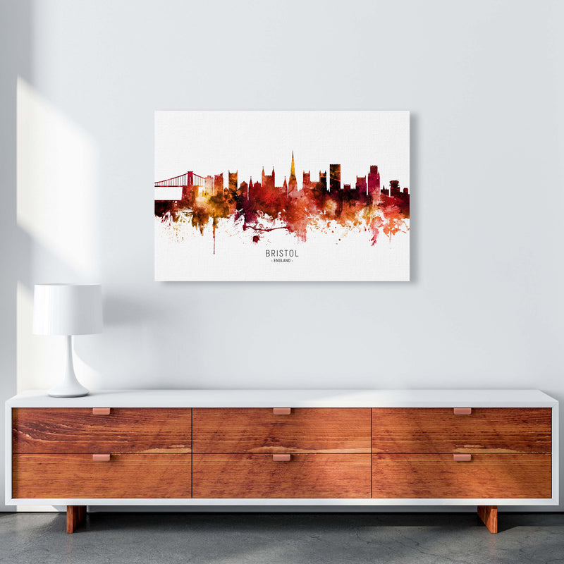 Bristol England Skyline Red City Name  by Michael Tompsett A1 Canvas