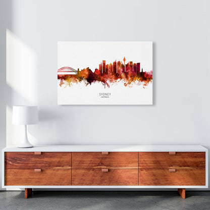 Sydney Australia Skyline Red City Name  by Michael Tompsett A1 Canvas