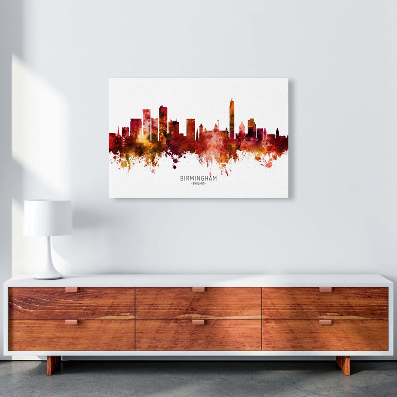 Birmingham England Skyline Red City Name  by Michael Tompsett A1 Canvas