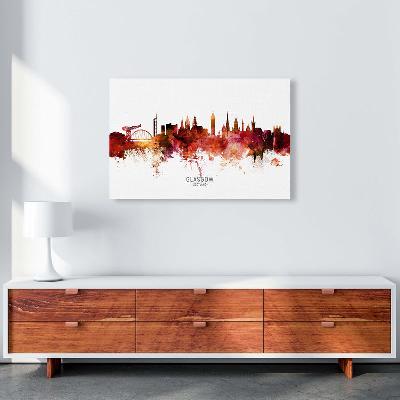 Glasgow Scotland Skyline Red City Name  by Michael Tompsett A1 Canvas