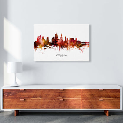 Nottingham England Skyline Red City Name  by Michael Tompsett A1 Canvas
