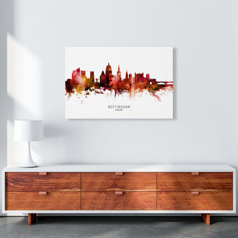 Nottingham England Skyline Red City Name  by Michael Tompsett A1 Canvas