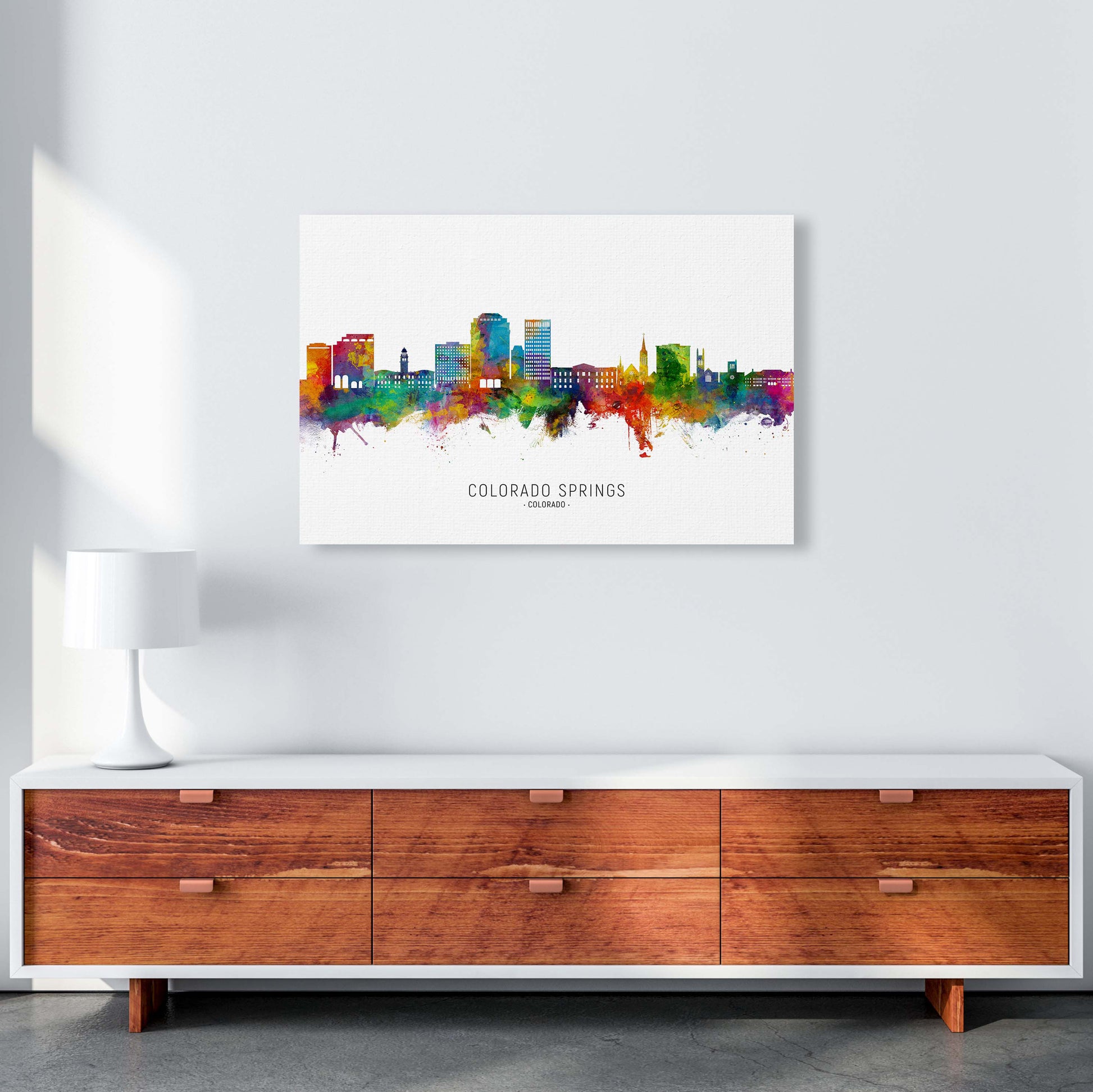 Colorado Springs Colorado Skyline Print by Michael Tompsett A1 Canvas