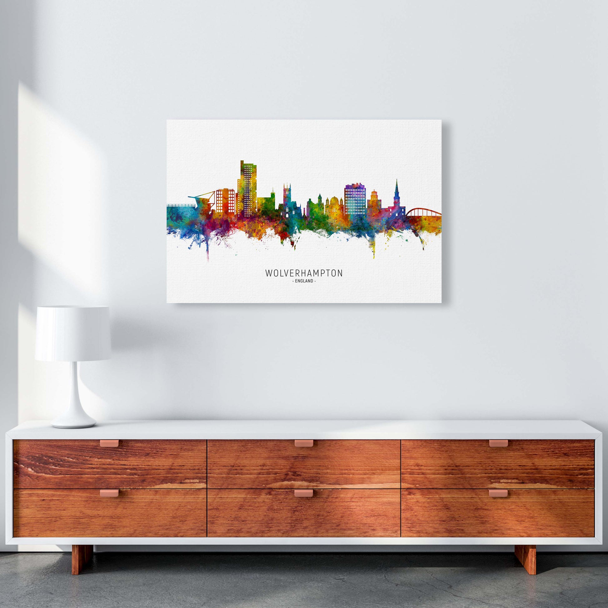 Wolverhampton England Skyline Art Print by Michael Tompsett A1 Canvas
