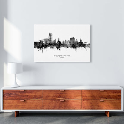 Wolverhampton England Skyline Black White City Name  by Michael Tompsett A1 Canvas