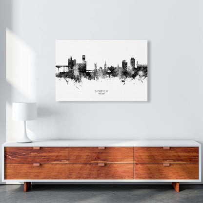 Ipswich England Skyline Black White City Name  by Michael Tompsett A1 Canvas