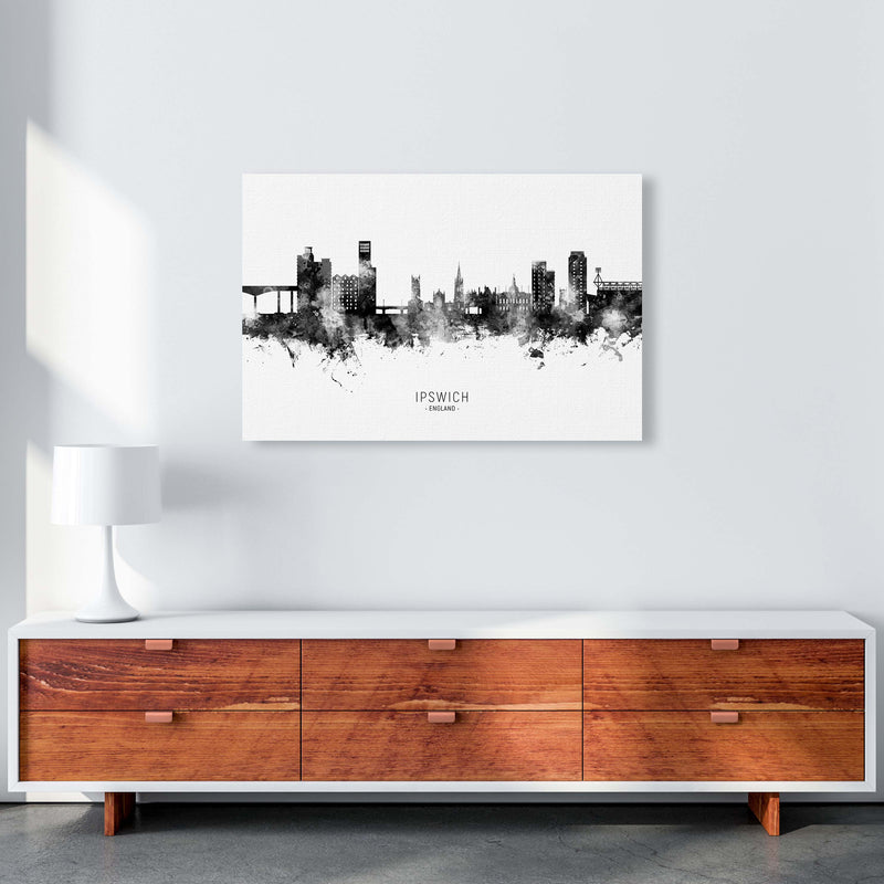 Ipswich England Skyline Black White City Name  by Michael Tompsett A1 Canvas