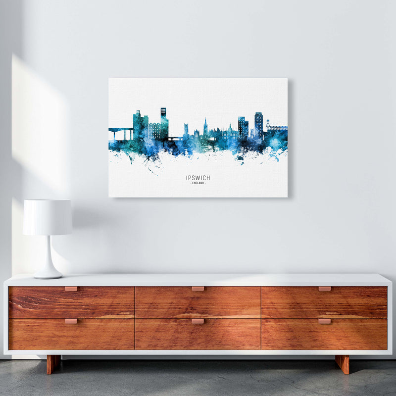Ipswich England Skyline Blue City Name  by Michael Tompsett A1 Canvas