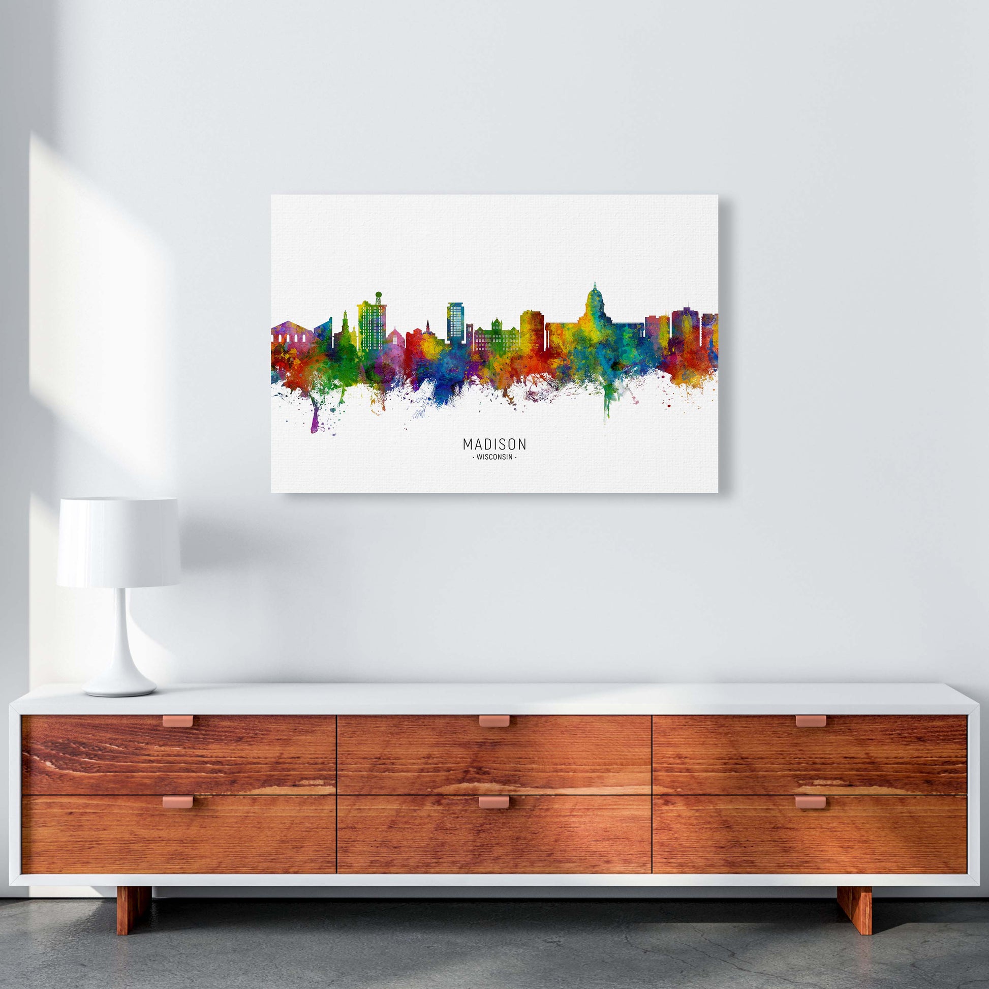 Madison Wisconsin Skyline Art Print by Michael Tompsett A1 Canvas