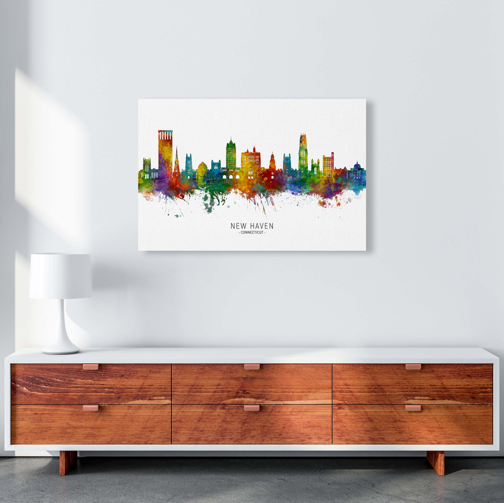 New Haven Connecticut Skyline Art Print by Michael Tompsett A1 Canvas