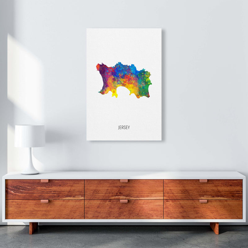 Jersey Watercolour Map Art Print by Michael Tompsett A1 Canvas
