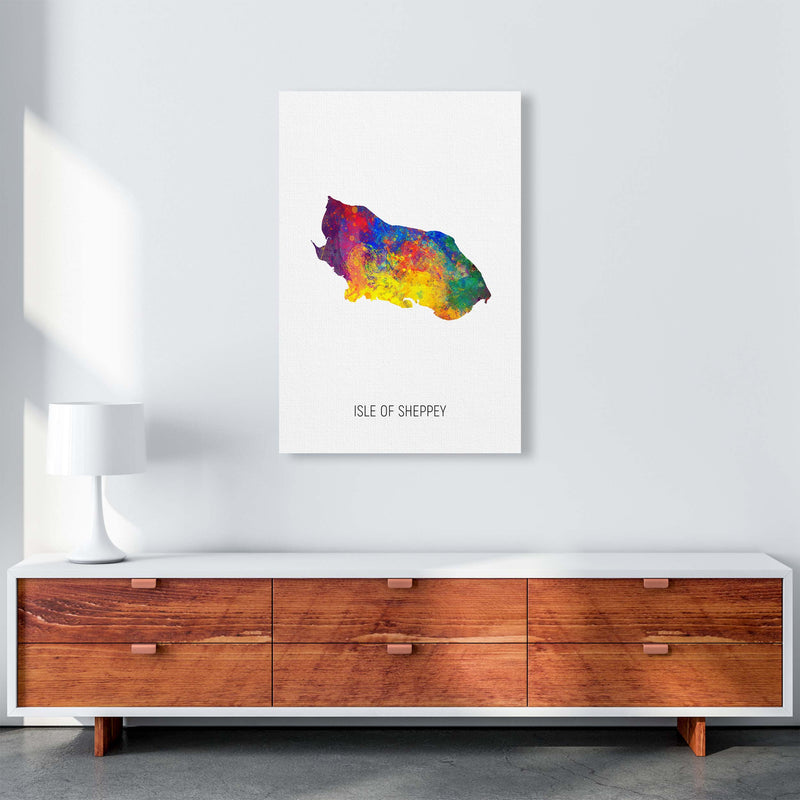 Isle Of Sheppey Watercolour Map Art Print by Michael Tompsett A1 Canvas