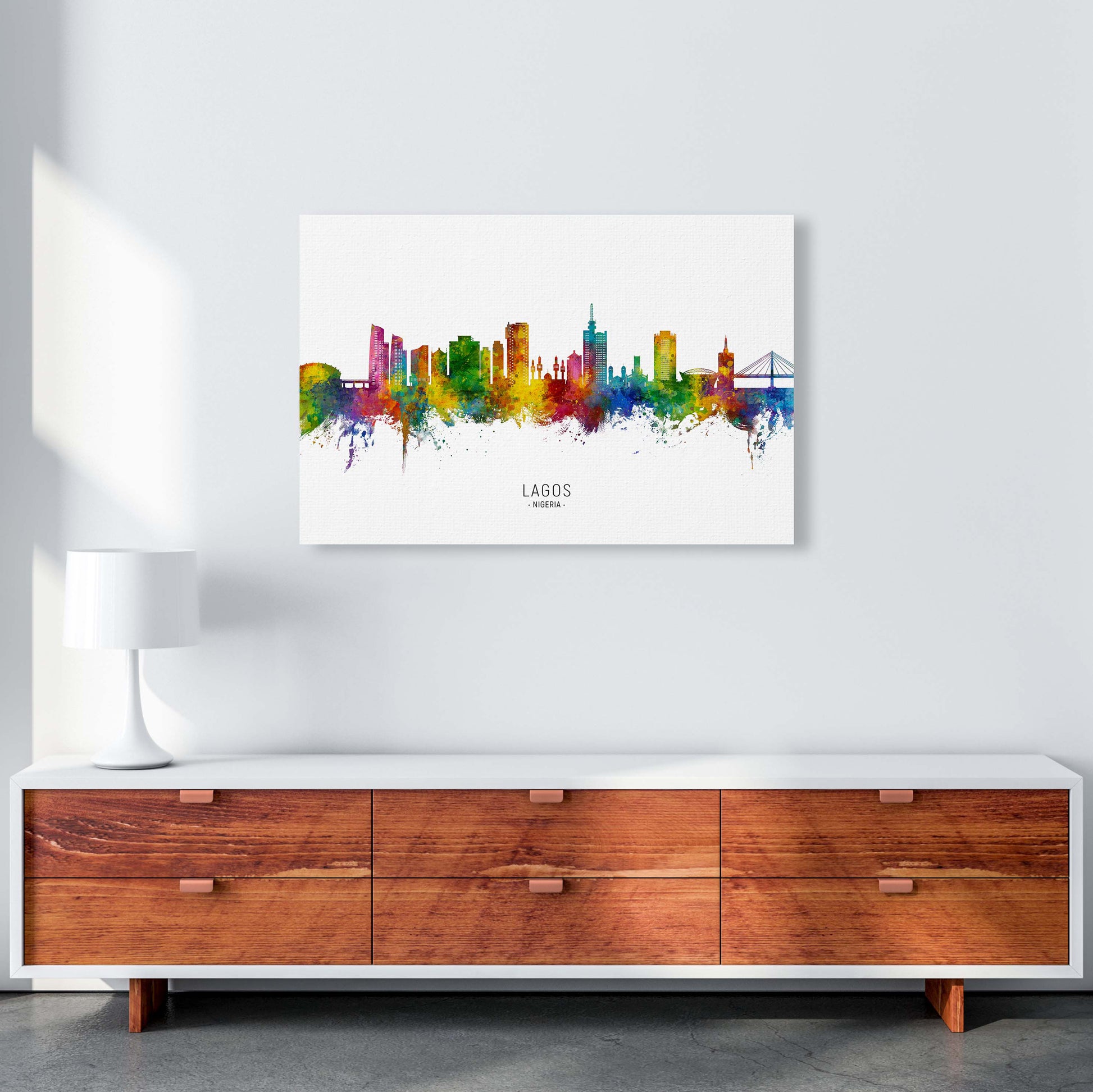 Lagos Nigeria Skyline Art Print by Michael Tompsett A1 Canvas