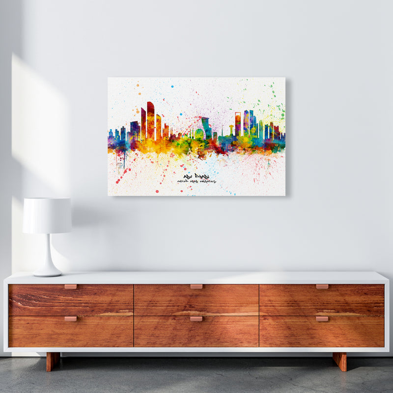 Abu Dhabi United Arab Emirates Skyline Splash Art Print by Michael Tompsett A1 Canvas