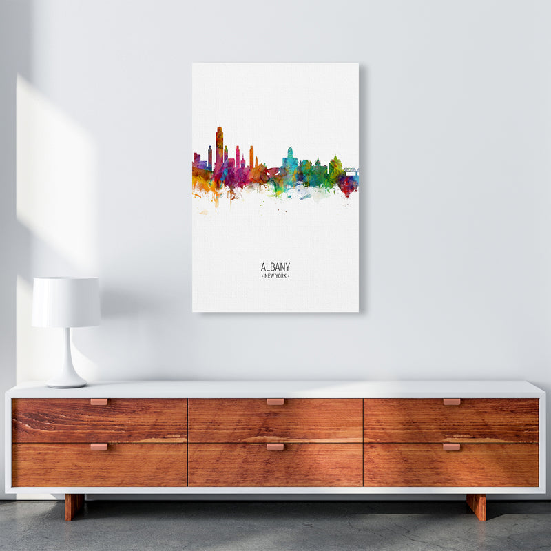 Albany New York Skyline Portrait Art Print by Michael Tompsett A1 Canvas