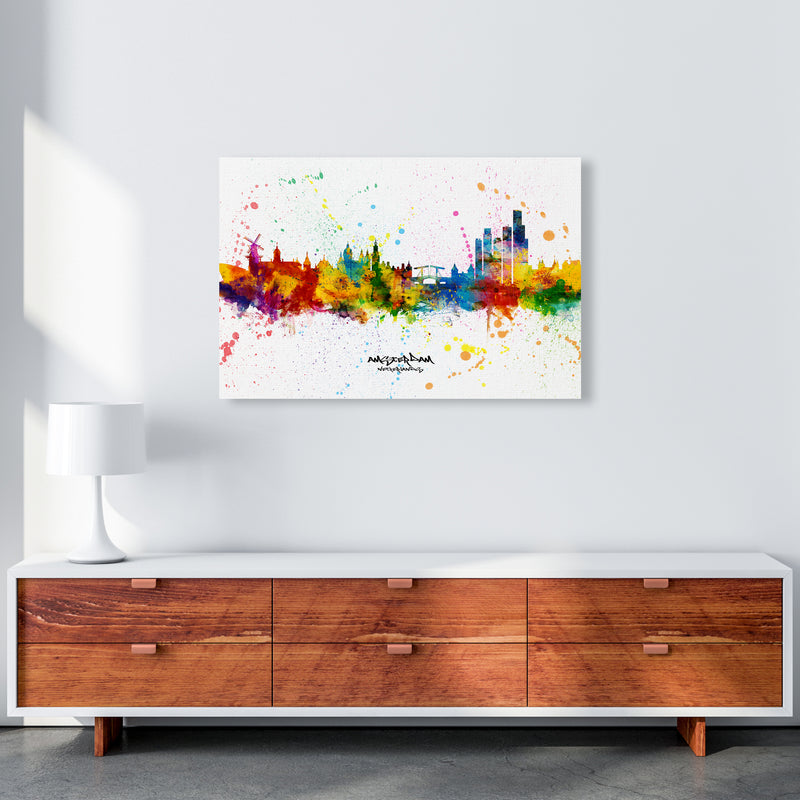 Amsterdam Netherlands Skyline Splash Art Print by Michael Tompsett A1 Canvas