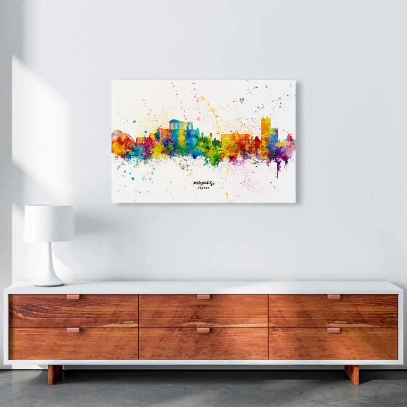 Athens Greece Skyline Splash Art Print by Michael Tompsett A1 Canvas