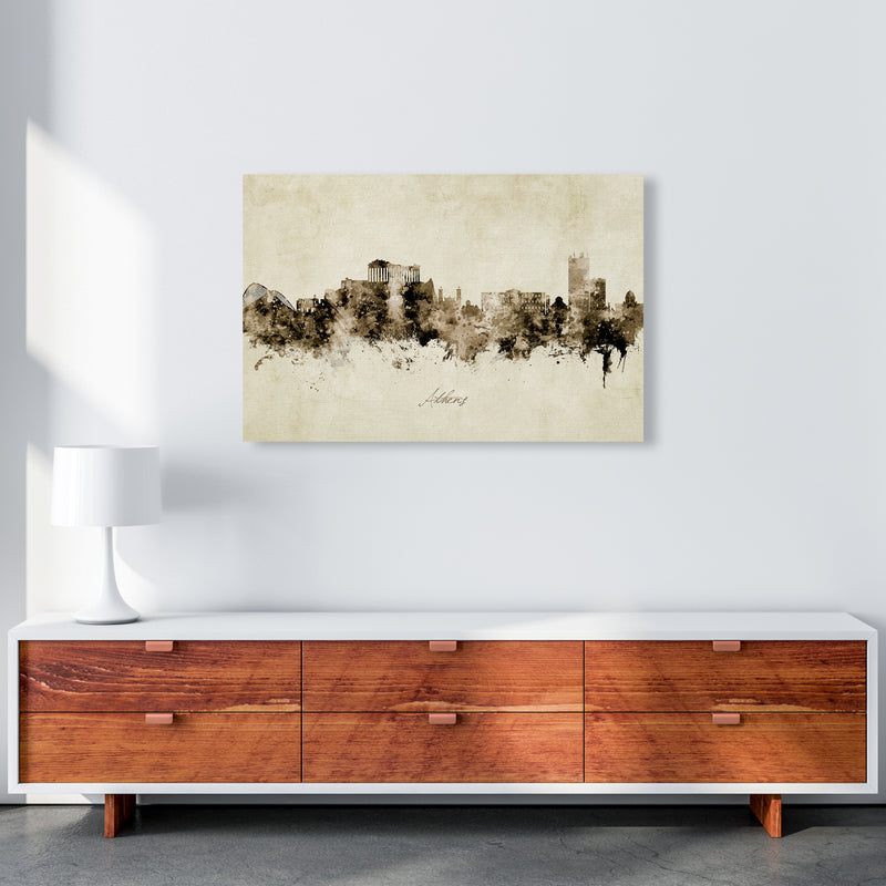 Athens Greece Skyline Vintage Art Print by Michael Tompsett A1 Canvas