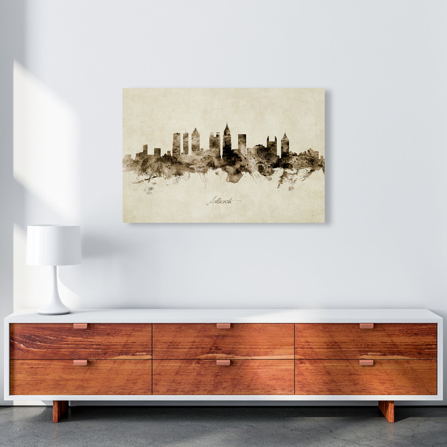 Atlanta Georgia Skyline Vintage Art Print by Michael Tompsett A1 Canvas