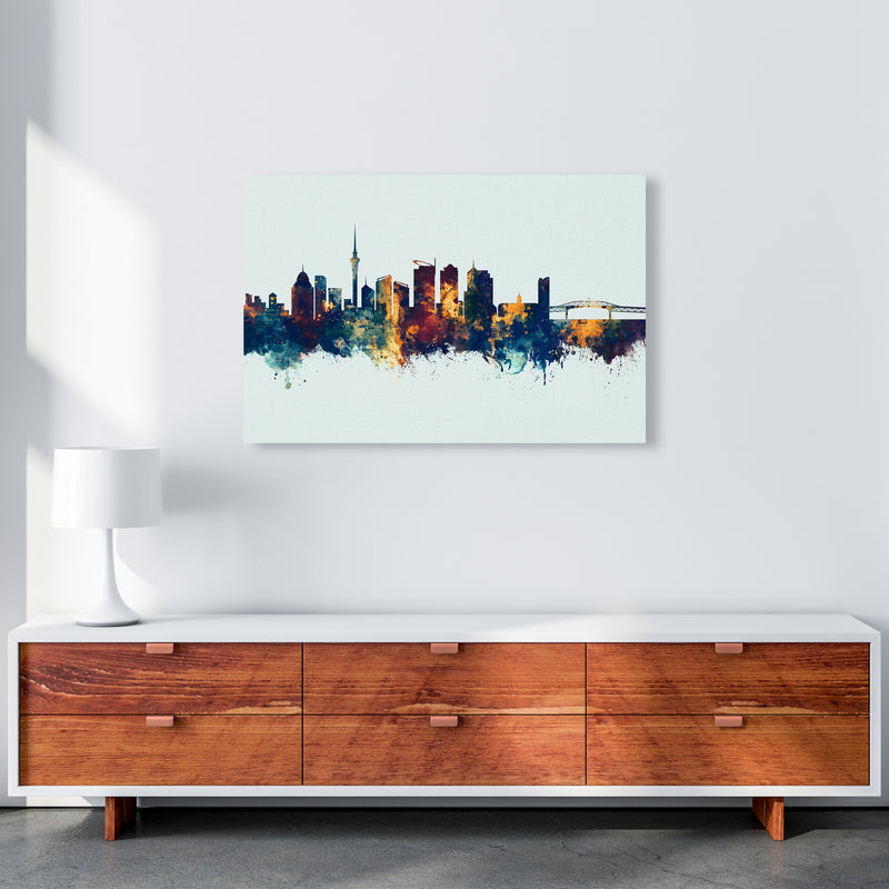 Auckland New Zealand Skyline Blue Orange Art Print by Michael Tompsett A1 Canvas